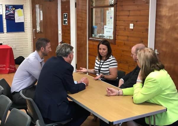 Scottish Labour leader Richard Leonard MSP sits down for a chat during a visit  to a Club 365 in Coatbridge before announcing he wanted to see the programme rolled out across Scotland