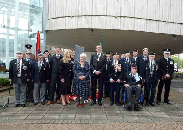 Lanarkshire Yeomanry Group organised the Service of Remembrance and wreath laying ceremony at the war memorial outside Motherwell Civic Centre to mark VJ Day