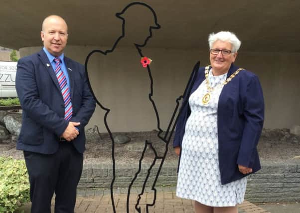 Provost Jean Jones and Councillor David Cullen unveil the first Tommy statue
