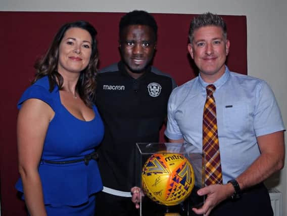 Gael Bigirimana is pictured after receiving Saturdays man of the match award (Pic by Ian McFadyen)