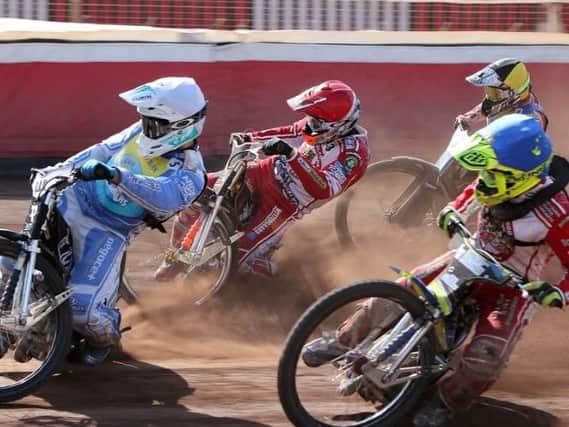 Action from a derby clash between Glasgow Tigers and Edinburgh Monarchs earlier in the season (pic by Ian Adam)