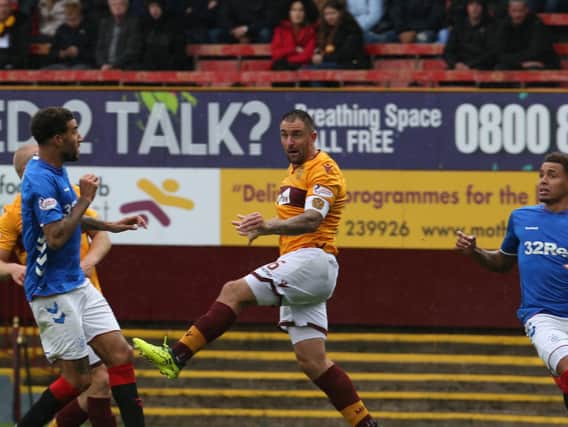 Motherwell skipper Peter Hartley scored a last gasp equaliser to earn a 3-3 draw against Rangers on Sunday (Pic by Ian McFadyen)