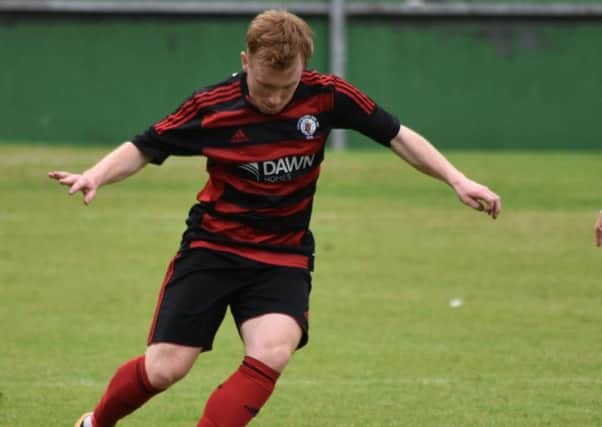 Lee Gallacher made his 100th appearance for Rob Roy at Kilbirnie.