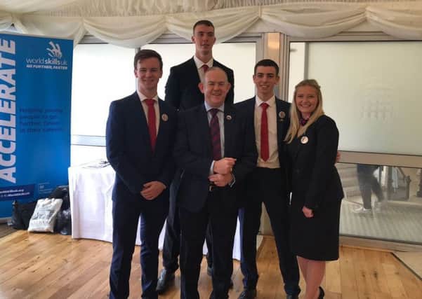 From left: Ross, Mark, Principal Paul Little, Callum and Nicolle