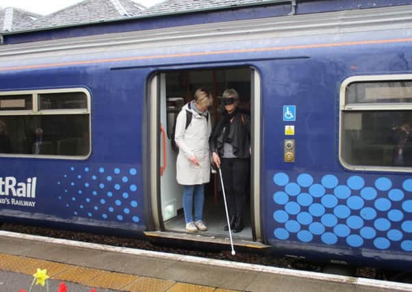 Students put themselves in the position of visually impaired passengers to find out how they experience travel.
