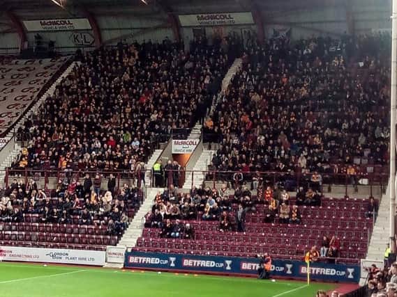 Motherwell's boisterous away support at Tynecastle (Pic by Craig Goldthorp)
