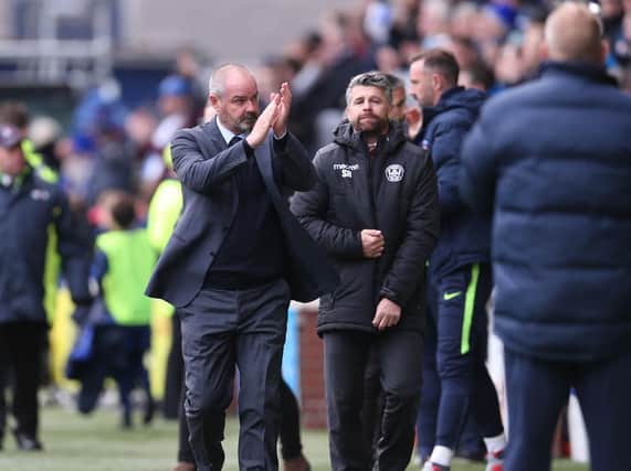 Managers Steve Clarke and Stephen Robinson at Rugby Park on Saturday (Pic by Ian McFadyen)