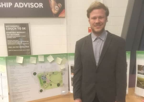 Councillor Nathan Wilson attends the consultation event for the proposed civic park at Ravenscraig Regional Sports Facility
