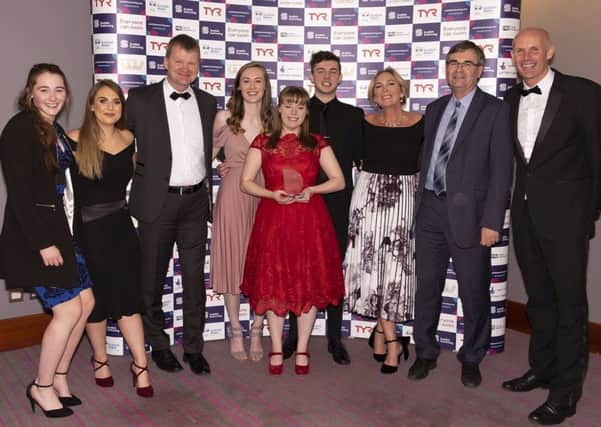Kirkintilloch & Kilsyth ASC celebrate their Scottish Swimming Club of the Year Award (pic by Ricky Rowe for Scottish Swimming)