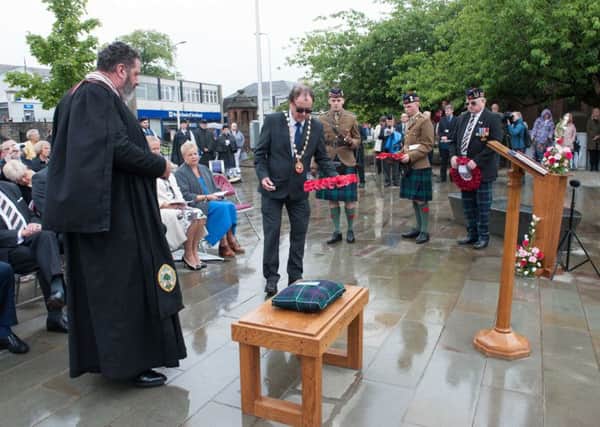 Photograph Jamie Forbes 20.7.18 Kirkintilloch. Dedication of Victoria Cross Memorial Stone for John Meikle.