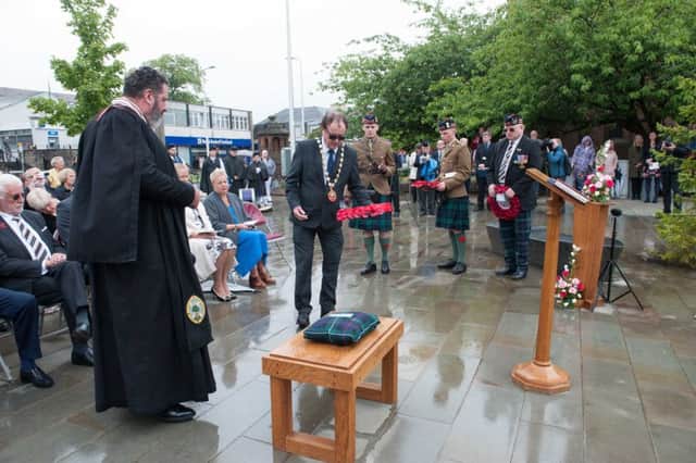 Photograph Jamie Forbes 20.7.18 Kirkintilloch. Dedication of Victoria Cross Memorial Stone for John Meikle.