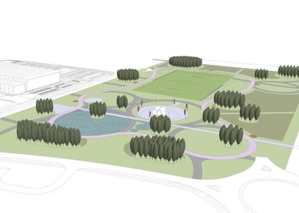 An artist's impression of the new park at Ravenscraig