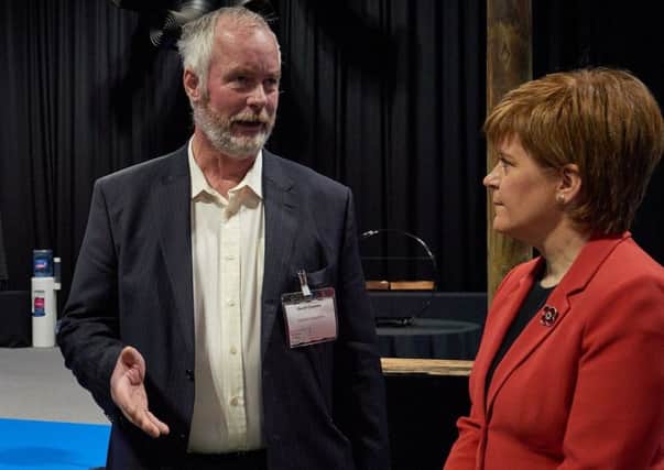 Geoff Crowley of Highland Galvanizers talks to First Minister Nicola Sturgeon