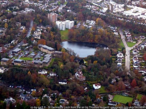 St Germains Loch from the air. Photo by Thomas Nugent, www.geograph.org.uk