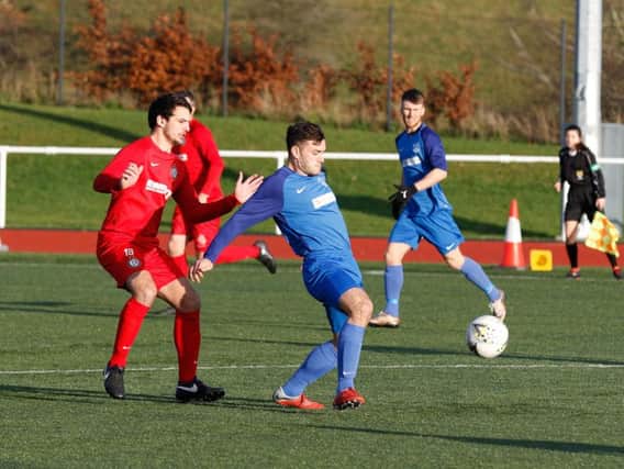 Rovers scorer Eddie Haley in action against Lochee United (Pic Kevin Ramage)