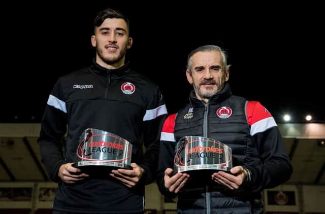 29/11/18
BROADWOOD STADIUM - CUMBERNAULD
Clyde manager Danny Lennon and defender Dylan Cogill win the Ladbrokes League 2 Manager and Player of the Month Awards for November