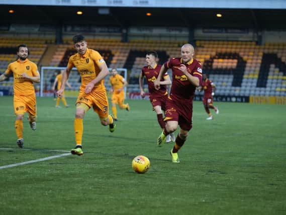 Curtis Main in action for Motherwell at Livingston on Saturday (Pic by Ian McFadyen)