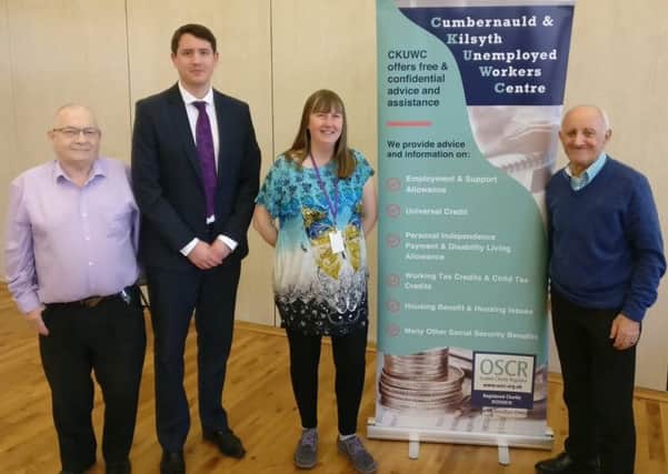 Central Scotland list Mark Griffin (second, left) with representatives of the Cumbernauld and Kilsyth Unemployed Workers Centre