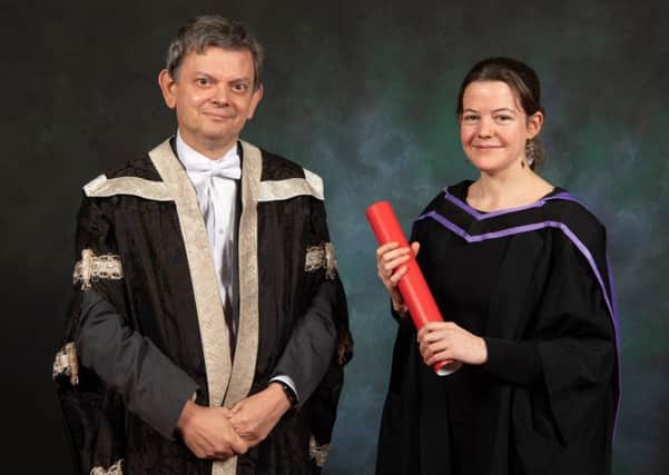 Olivia pictured with Professor Sir Anton Muscatelli, Principal and Vice-Chancellor of the University of Glasgow.