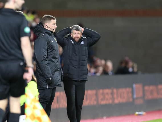 Stephen Robinson was mystified by some refereeing decisions which went against his team at Tynecastle (Pic by Ian McFadyen)