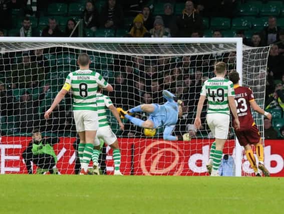 Motherwell goalkeeper Mark Gillespie was beaten three times at Celtic Park on Wednesday night (Pic by Ian McFadyen)