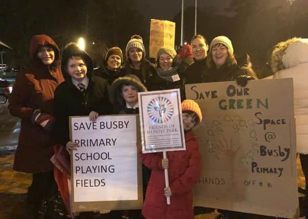 Efforts are continuing to block plans to build a nursery on Busby Primary School playing fields.