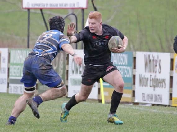 Matthew Stewart (right) converted seven of Biggars 11 tries against Whitecraigs (Pic by Nigel Pacey)