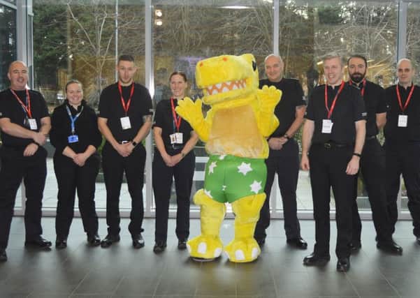 Greater Glasgow Police division with NSPCC Pantosaurus mascot