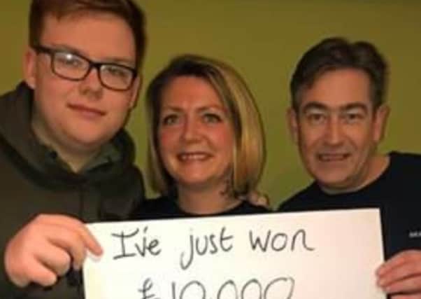 Claire McGorry celebrates winning £10,000 on the Clyde 1 breakfast show