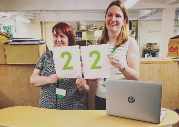 Success...Lynn OHara and Clare Tiernan were delighted to support 22 people on their first visit to Monklands lung clinic.