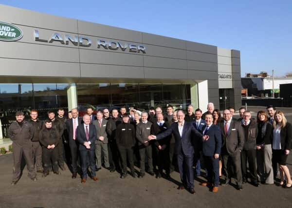 Lookers CEO Andy Bruce joins the team at Taggarts Land Rover Lanarkshire for the launch of the new dealership. Pic: Stewart Robertson