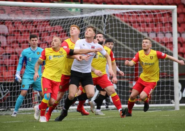 Debutant Declan Fitzpatrick proved a handful for the Albion Rovers defence (pic by Craig Black Photography)