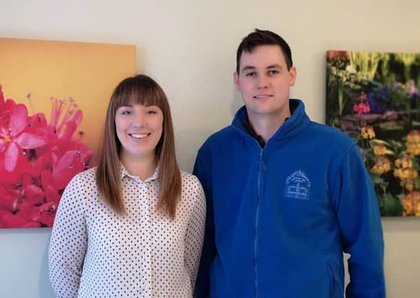 Team work...the trust's development manager Melissa Reilly with the horticultural centre's new educational gardener Stuart Ritchie. They hope to win RHS accreditation to run courses at the Castlebank Park facility.