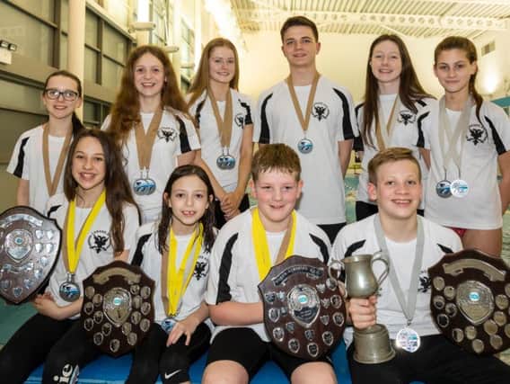 Lanark swimmers managed an impressive medal and trophy haul from their trip to Irvine! (Pic by Stuart Stevenson)