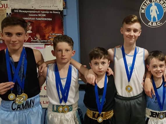 Some of the talented crop of youngsters who are hitting the heights as members of Keir Hardie Amateur Boxing Club in Newarthill