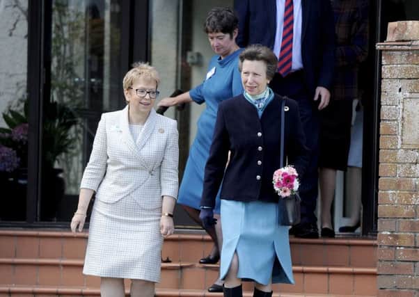 Strathcarron Hospice chief executive Irene McKie with Princess Anne during a visit last year