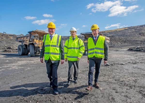 Fergus Ewing (left) visits Mainshill Quarry Ap 2019