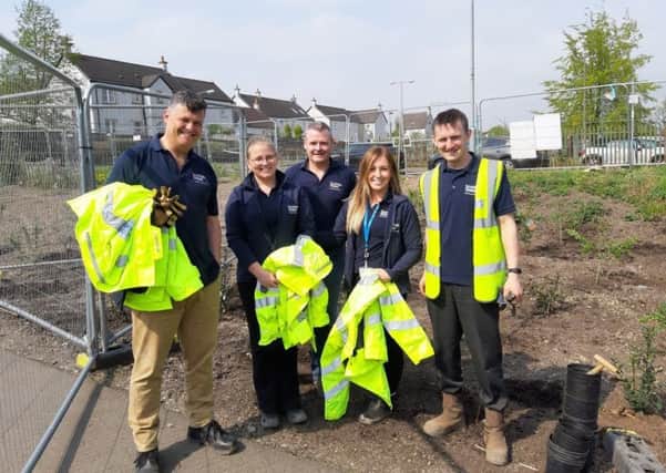 The Scottish Horizon team who helped the pupils plant trees.