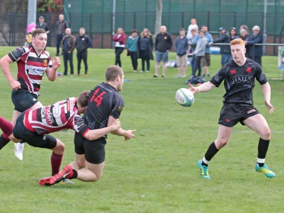 The prolific Matthew Stewart (1st right) is leaving Biggar Rugby Club this summer to join Glasgow Hawks (Pic by Nigel Pacey)