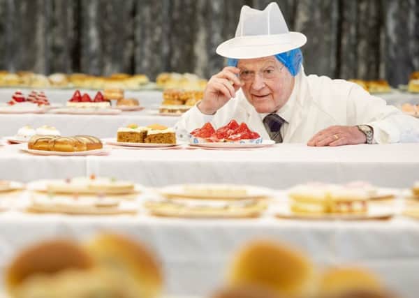 ***FREE TO USE****
Head Judge Robert Ross checks the cakes.
Judging day for the Scottish Baker of the Year 2019/20 competition in Dunfermline. 8000 customer votes and in excess of 30,000 individual products votes, for goods baked by the best bakers in the country. April 17 2019