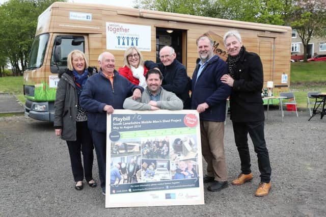 Launching the Mens Shed Tour of South Lanarkshire are experienced Shedders and council officials.
