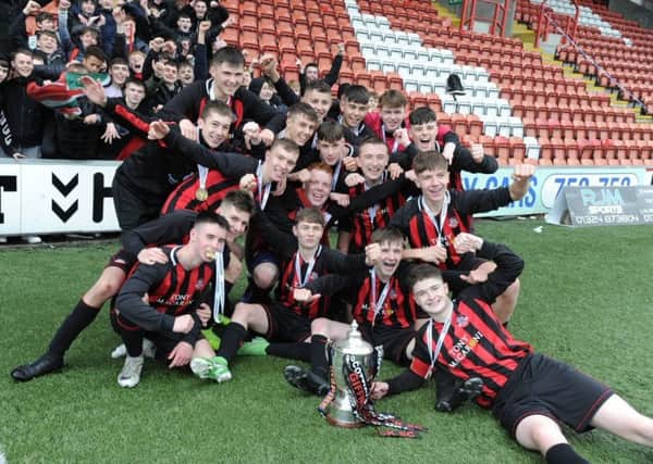 The victorious Giffnock Soccer Centre under-16 squad who won the Scottish Cup on Saturday