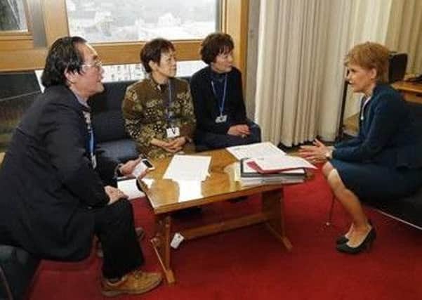 In March 2016 representatives Yamada Reiko and Yamada Midori, survivors of the Hiroshima atomic bombing, met with First Minister Nicola Sturgeon to share their experiences. During this visit, the First Minister signed the Appeal.