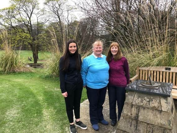 Bishopbriggs Golf Club's Megan Docherty Junior Captain, Anne McPherson Cub Captain and Jacquie Forbes Ladies Captain