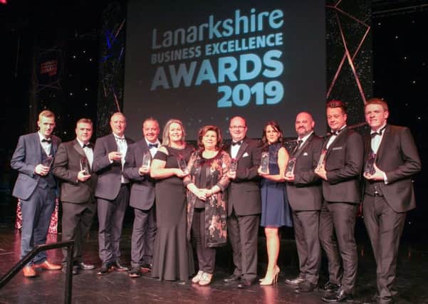 Lanarkshire Business Excellence Awards compere Elaine C Smith with the winners