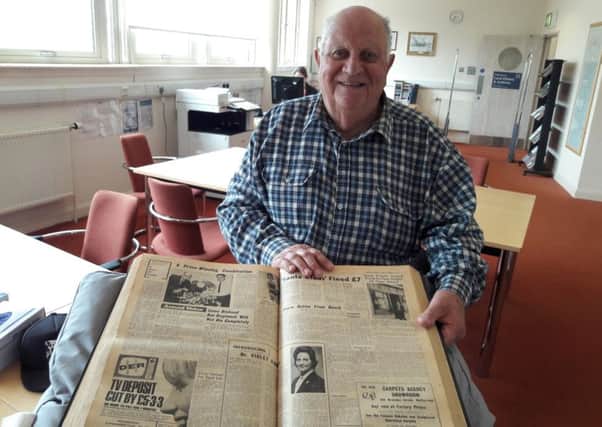Leslie Dalziel reads about his previous visit to Motherwell in the Times & Speaker archives which are held at North Lanarkshire Heritage Centre