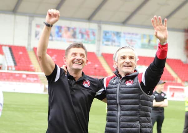 Clyde assistant manager Allan Moore (left) and manager Danny Lennon (pic: Craig Black Photography)