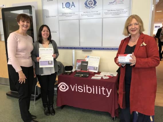 Lianne and Elizabeth, pictured with East Kilbride MSP Linda Fabiani, will be helping people living with sight loss across Lanarkshire.