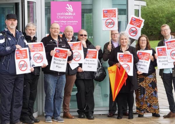 Staff at New College Lanarkshire lobby the Board over operational issues
