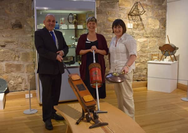 Councillor Billy Hendry with Esmee Thompson-Smith and Irene McCafferty of the Auld Kirk Museum